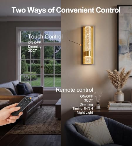 Gold Battery Operated Wall Sconce Set of 2 (2 Count)