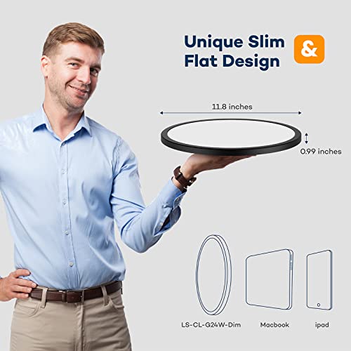 Dimmable LED Flush Mount Ceiling Light Fixture with Remote Control