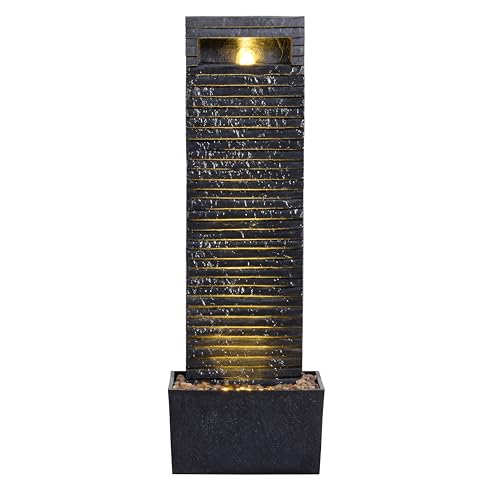 38.6" Tall Outdoor Water Fountain with LED Lights
