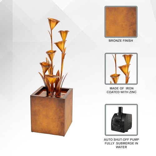 46" Tall Bronze Metal Sculptural Flower Multi