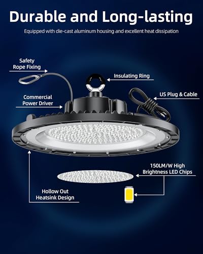200W UFO LED High Bay Light Super Bright 30000LM IP65 5000K 10pack (10 Count)