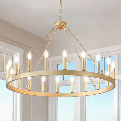 40" Gold Wagon Wheel Chandelier 20