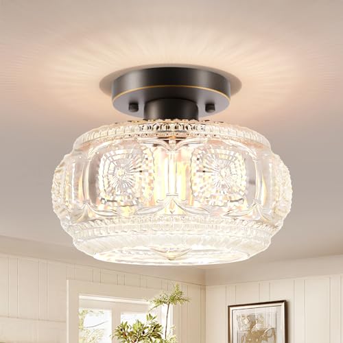 Glass Semi Flush Mount Ceiling Light Fixture