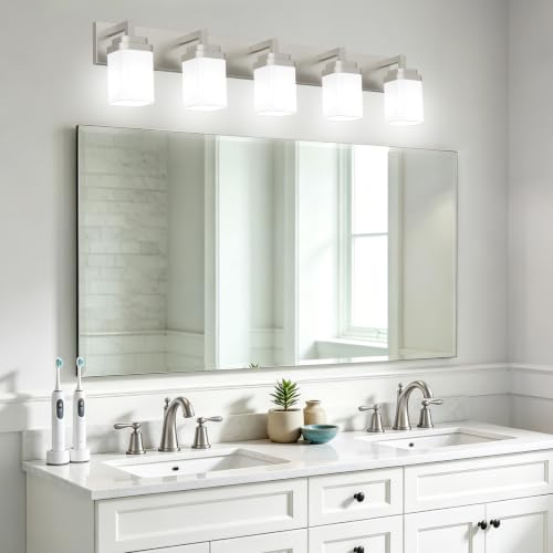 Brushed Nickel Bathroom Light Fixtures (Nickel / 5-Light)