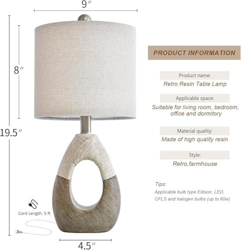 19” Boho Table Lamps Bedroom Living Room Set 2 (2 Count)