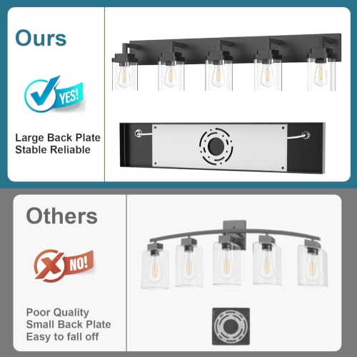 Matte Black Bathroom Light Fixtures (Black / 5-Light)