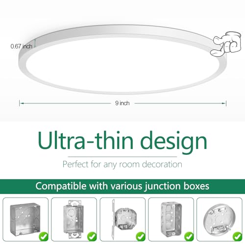9 Inch Flush Mount LED Ceiling Light Fixture (4 Count)