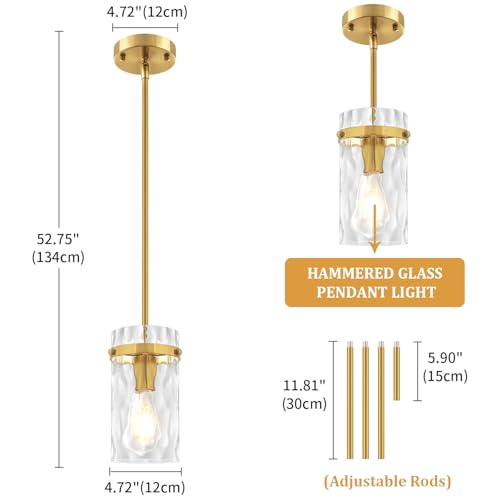 3 Pack Gold Pendant Lights Kitchen Island Modern Hanging Light Fixture (3 Count)