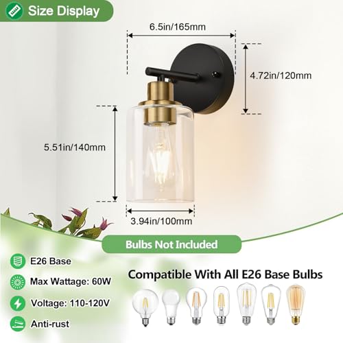 Set of 2 Wall Sconces for Bathroom (2 Count)