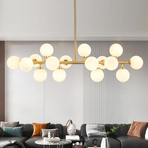 Modern Gold Chandelier Rectangle Pendant Light Sputnik Chandeliers Hanging Light Fixture 16