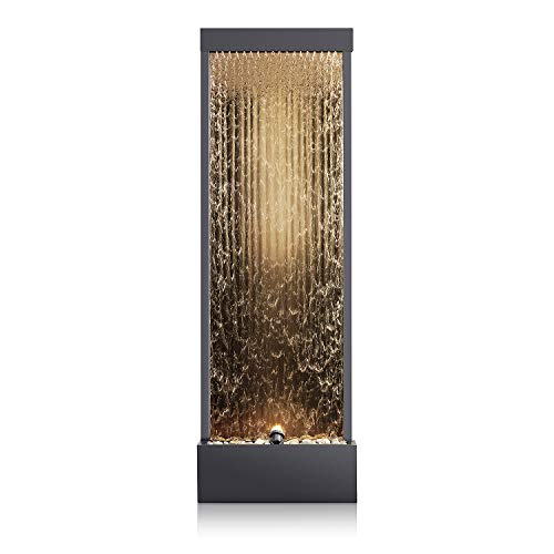 72" Bronze Mirror Waterfall Fountain with LED Lights