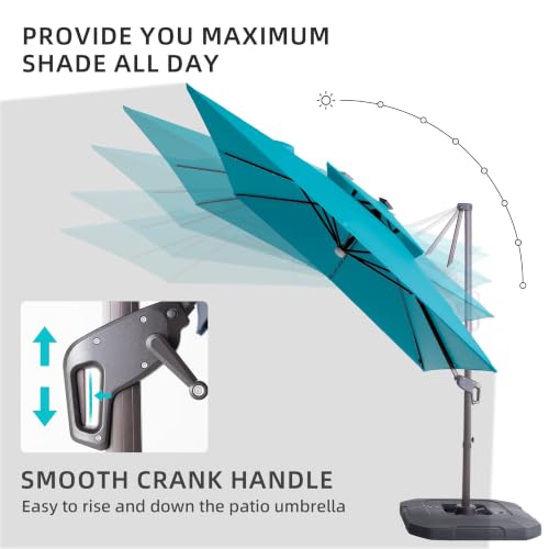 9x9 FT Cantilever Offset Patio Umbrella with Lights & Base