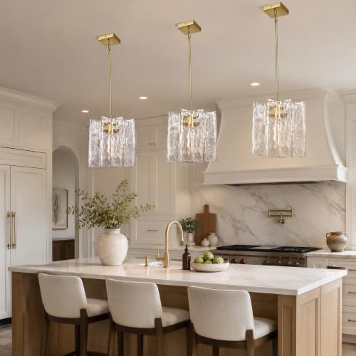 Modern Large Brass Water Ripple Glass Kitchen Pendant Light Fixtures