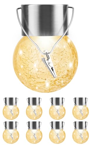 Solar Lights Outdoor Hanging Decorative Globe 8 Pack (8 Count)