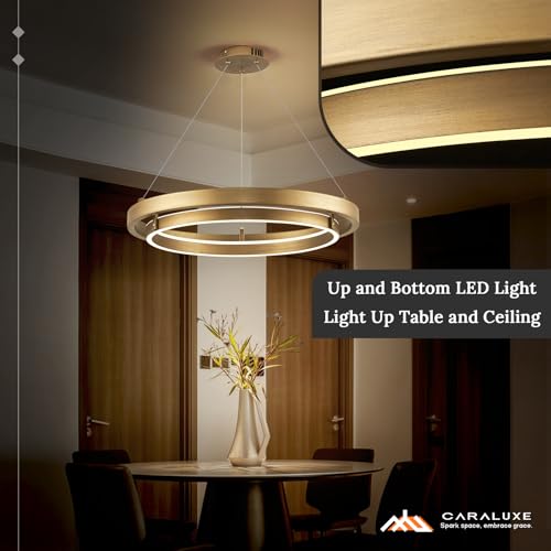 LED 2 Ring Brass Gold Chandelier Dimmable Up Down Light