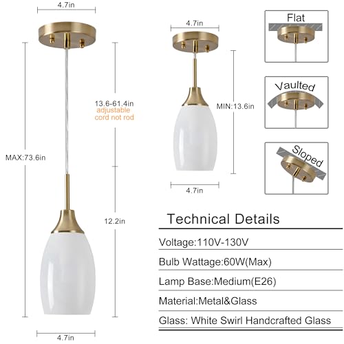 4.72" Glass Pendant Light (3 Count)