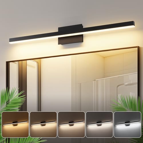 Bathroom Vanity Light Black Dimmable 5CCT Bathroom Lighting FIixtures Over Mirror 39.37 Inch Modern Vanity Light bar Led Bath Light ETL Certificated