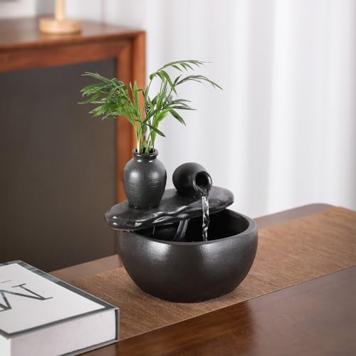 Ceramic Tabletop Fountain for Indoor and Home Decoration Table Desk Office Patio