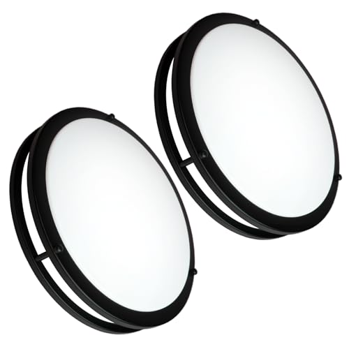10inch LED Flush Mount Ceiling Light Fixture Dimmable Matte Black (2 Count)