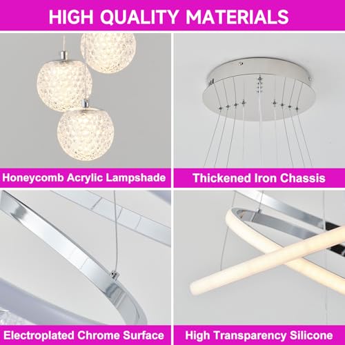 LED Modern 3 Ring Chandeliers