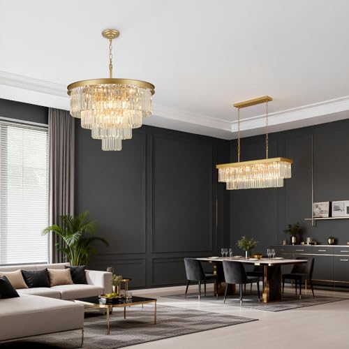 Gold Crystal Chandeliers for Dining Room