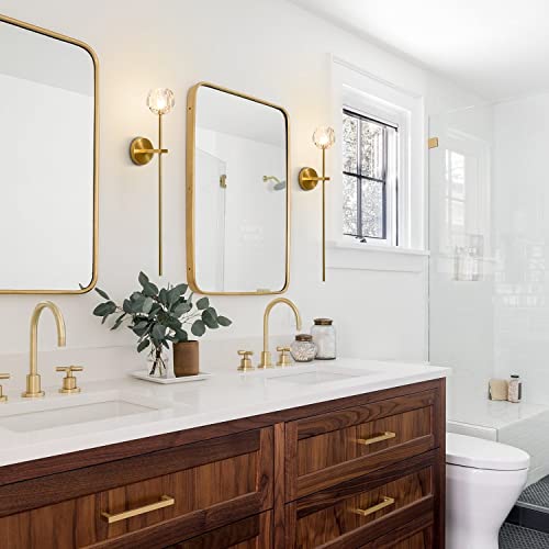 Gold Vintage Crystal Wall Sconce Set of 2 Brushed Brass Wall Lamp (2 Count)