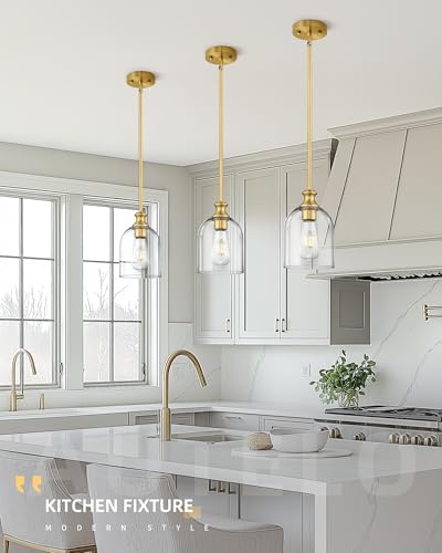 Modern Gold Pendant Lights Kitchen Island Cylinder Glass