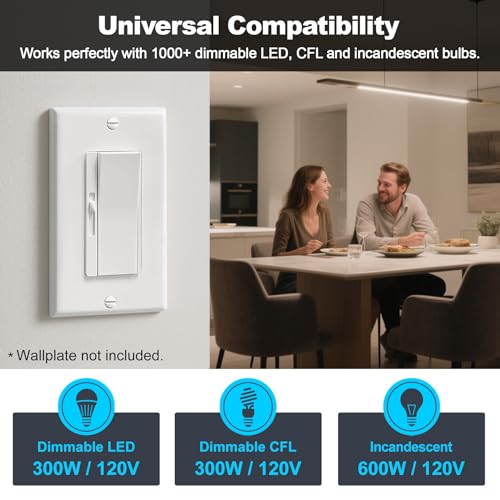 12 Pack Super Slim Slide Dimmer Light Switch (12 Count)