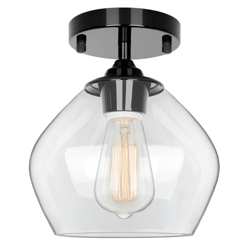 Modern Semi Flush Mount Ceiling Light with Clear Glass Shade