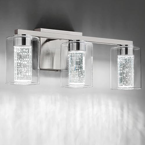 3 Light Brushed Nickel Vanity Light with 3 Color Modes