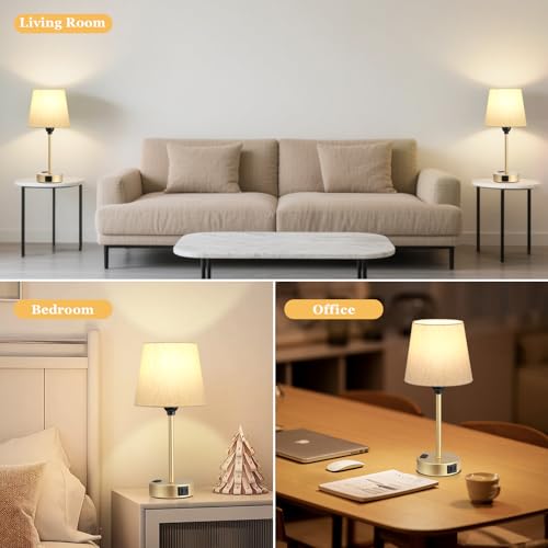 Gold Bedside Lamps Set 2 for Bedroom (2 Count)