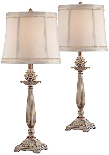 28" Tall Table Lamps Set of 2 Petite Artichoke Font Antique Traditional (2 Count)