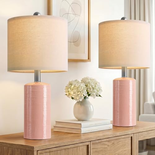 Small Table Lamps Set of 2 for Living Room 20.25" Pink Lamps Bedside Lamps (2 Count)