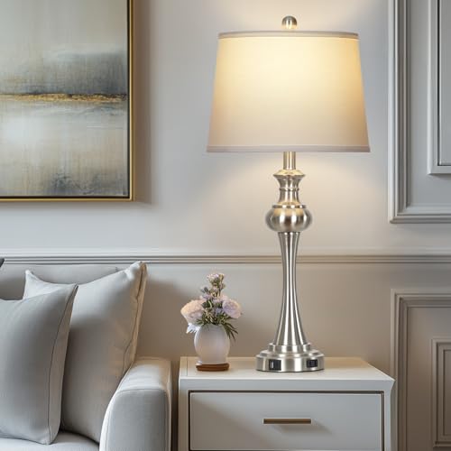28.75" Silver Table Lamps for Living Room (2 Count)