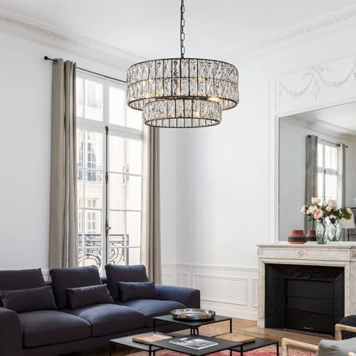 Black Crystal Chandelier 20" 6