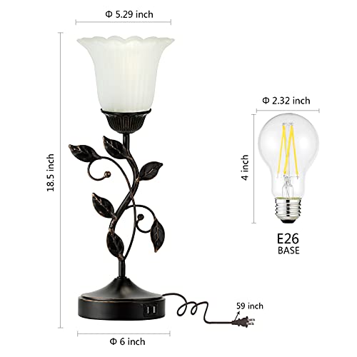 Touch Leaf Bedside Table Lamp with 2 USB Ports Nightstand Lamps