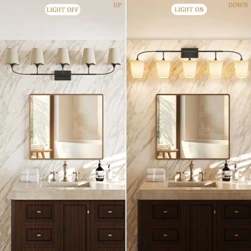 Bathroom Light Fixtures Over Mirror (Black / 5 Light)