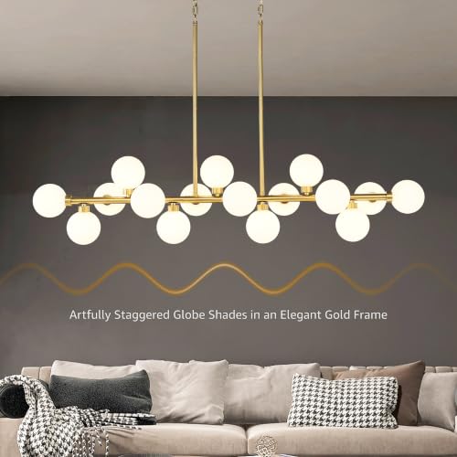 55"L Gold Linear Chandelier 16