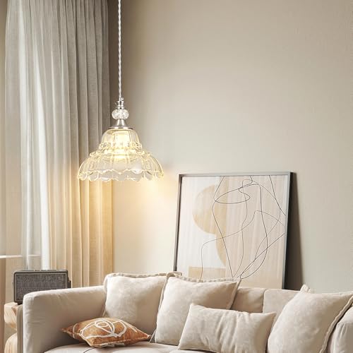 1 Piece Chandelier in Brushed Nickel Finish with Flower (1-Light / Nickel)