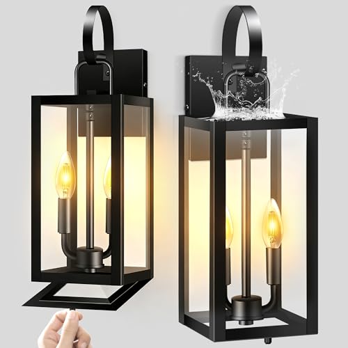 19'' Large Black Outdoor Wall Light Fixtures with Closed Bottom (2 Count)