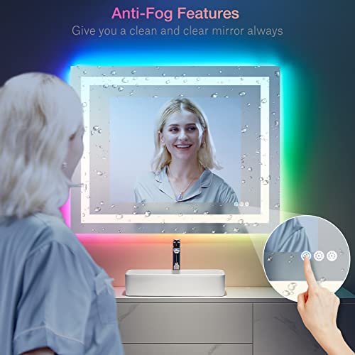 40"X30" RGB LED Bathroom Mirror with Lights