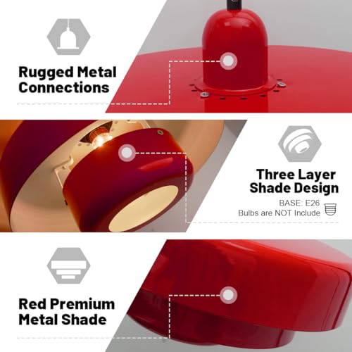 13.8" Red Pendant Light Industrial Dining Table Ceiling Light