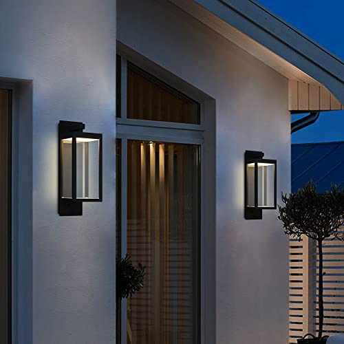 2 Pack Outdoor Wall Light Fixtures Black Modern Exterior Porch Light for House