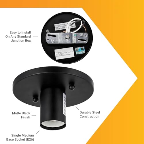 Lamp Holder Socket E26 Medium Base Antique Style Black Finish 60W ETL Listed Pack of 4 (4 Count)