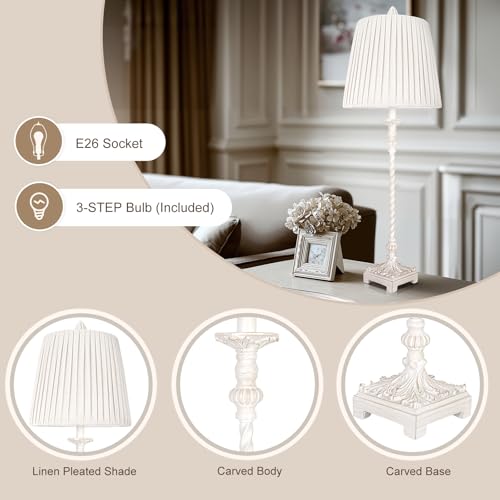 Vintage Buffet Lamps Set of 2 with Pleated Shades and 3 (2 Count)