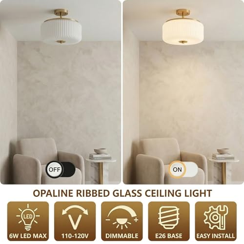 3 Light Gold Semi Flush Mount Ceiling Light