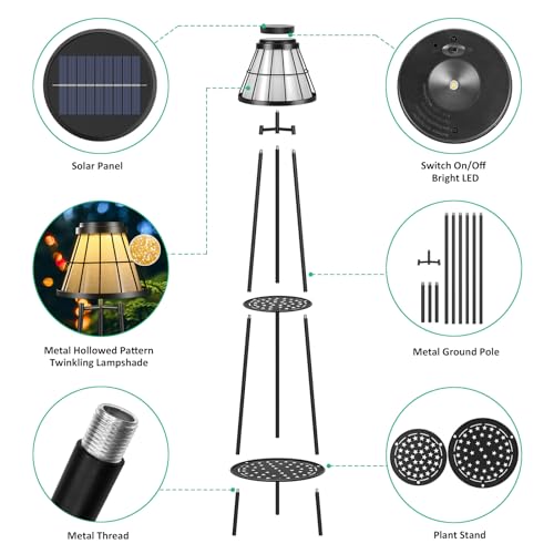 2 Pack Solar Floor Lamps Outdoor with 2 (2 Count)