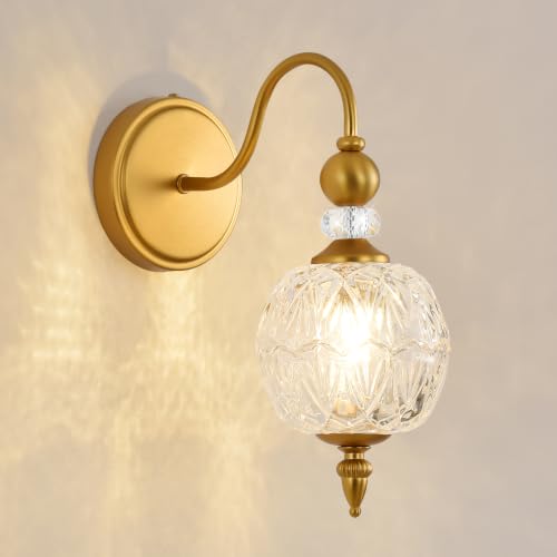Vintage 1 Light Bathroom Vanity Light Wall Sconces (Antique Gold & Clear / 1-Light)