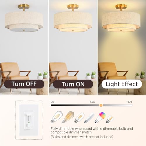 16" Semi Flush Mount Ceiling Light