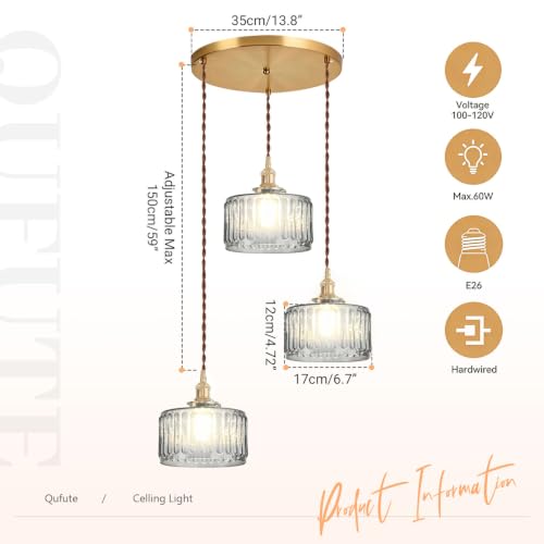 Cluster Chandelier Mid Century Ceiling Pendant Lights 3 Gray Shade